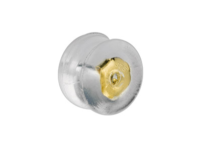 Beweglicher Stopper Für Ohrringe, Pilzförmig, 2er-pack, Silikon Und 9 kt Gelbgold - Standard Bild - 1