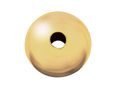 Perle Mit 2 Löchern Aus 9 Kt Gelbgold, Schlicht, Rund, 2,5mm
