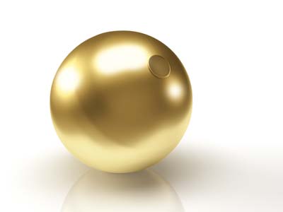 Schlichte, Runde Perle Mit 2 Löchern Aus 9 Kt Gelbgold, 3,0 mm - Standard Bild - 2