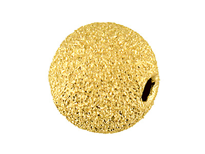 Perle Mit 2 Löchern, 9kt Gelbgold, 4mm, Laserschliff Mit Einem Matt Glitzernden Finish