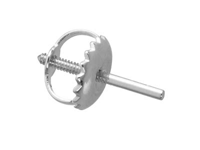 Ohrmutter Mit Gewindestift, 9 kt Weißgold, Mittleres Gewicht, 100 % Recyceltes Gold - Standard Bild - 4