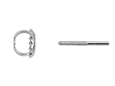 Ohrmutter Mit Gewindestift, 9 kt Weißgold, Mittleres Gewicht, 100 % Recyceltes Gold - Standard Bild - 6