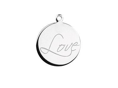 Anhänger Rohling Gravierte Scheibe Love16 Mm, 925 Silber
