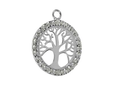 Baum Des Lebens-anhänger 18 Mm, 925er Silber Mit Zirkonen - Standard Bild - 2