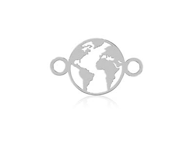 Weltkarten-verbinder 9 Mm, Silber 925 - Standard Bild - 1