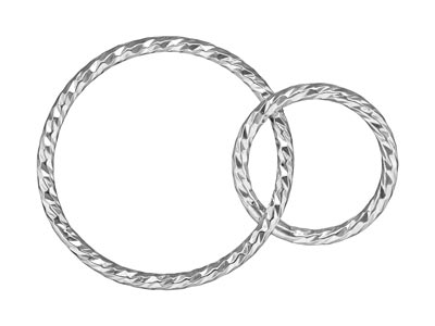 Verbinder Glitzernde Verflochtene Ringe 10 Und 15 Mm, Silber 925 - Standard Bild - 1