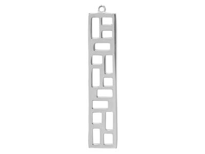 Durchbrochener Rechteckiger Barrenanhänger, Geometrische Motive, 45 X 9 Mm, 925er Silber
