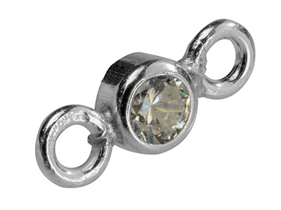 Zwischenstück Mit Zirkonia 3 MM In Zargenfassung, Silber 925