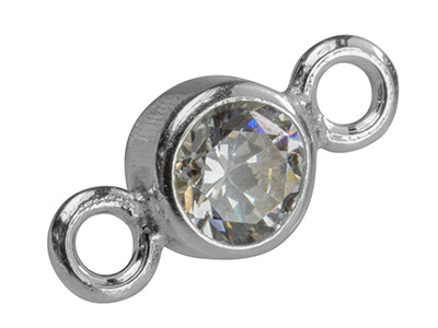 Zwischenstück Mit Zirkonia 4 MM In Zargenfassung, Silber 925