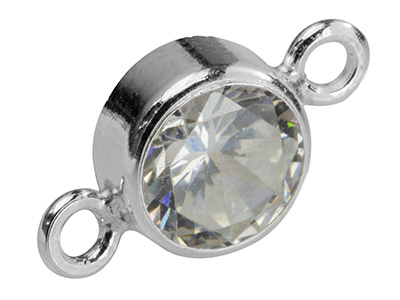 Zwischenstück Mit Zirkonia 6 MM In Zargenfassung, Silber 925