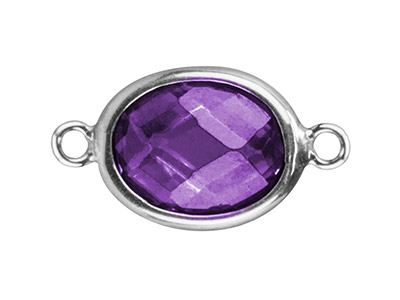 Rundes Verbindungsstück Aus Sterlingsilber Mit Amethystfarbenem Kubischem Zirkon,10 X 8 MM - Standard Bild - 1