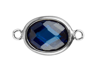 Ovales Verbindungsstück Aus Sterlingsilber Mit Blautopasfarbenem Kubischem Zirkon,10 X 8 MM