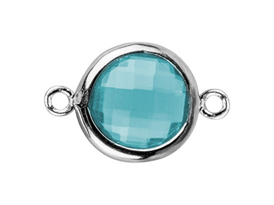 Zwischenring Rund Türkisfarbener Zirkonia 8 Mm, Ausgerichtete Ringe, Silber 925 8 MM