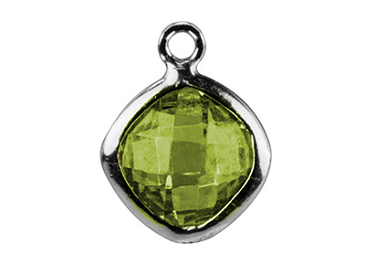 Quadratischer Anhänger Aus Sterlingsilber Mit Peridotfarbenem Kubischem Zirkon, 6 MM - Standard Bild - 1