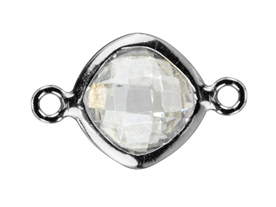 Zwischenteil Quadratisch Zirkon Farbe Weiss 6 Mm, Ringe Ausgerichtet, Silber925 - Standard Bild - 1