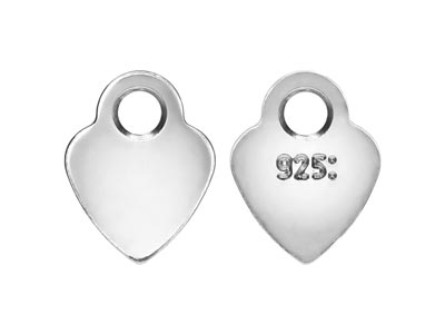 Plättchen Mit 925er Markierung, Herzform, 925er Silber, Beutel Mit 10 Stück