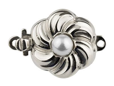 Verschluss Blume 12 MM Mit Zuchtperle, Silber 925 - Standard Bild - 3