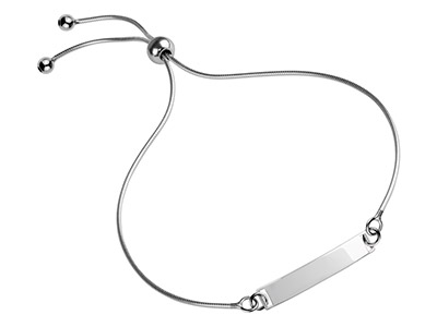 Verstellbarer Kugelverschluss Und Schlangenketten-armbandteil Aus Sterlingsilber - Standard Bild - 2