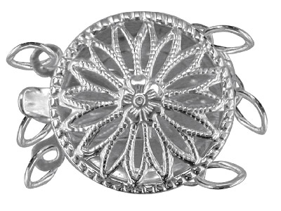 3-reihiger Verschluss, 12mm, Rund, Fantasie, Silber 925