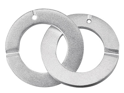 Schlichter Verschluss Aus Zwei Ringen Aus Sterlingsilber, Je 18 mm - Standard Bild - 1