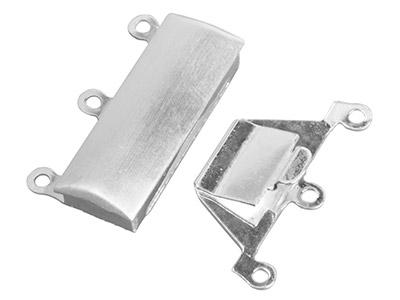 3-reihige Schließe, Rechteck 23 X 16mm, 925er Silber, Matte Optik - Standard Bild - 2