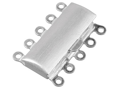 5-reihige Schliee, Rechteck 23 X 16mm, 925er Silber Mattiert