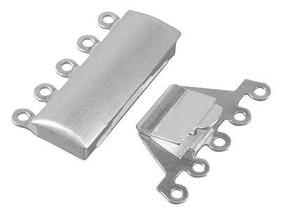 5-reihige Schließe, Rechteck 23 X 16mm, 925er Silber Mattiert - Standard Bild - 2