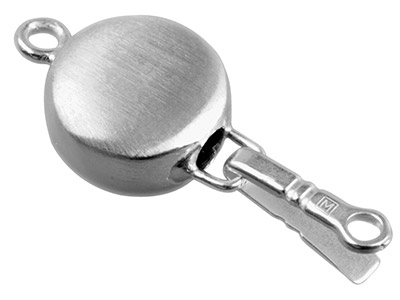 Flacher Runder Verschluss 12 Mm, 925er Silber, Mattes Aussehen - Standard Bild - 2