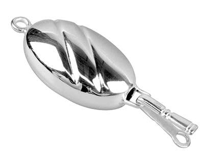 Olive-verschluss 22 Mm, 2 Rillen, 925er Sterling Silber - Standard Bild - 2
