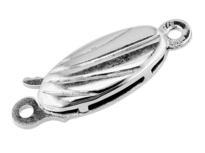 1-reihige Schliee, Oval 12 X 4 Mm,925er Silber, Geriffelt