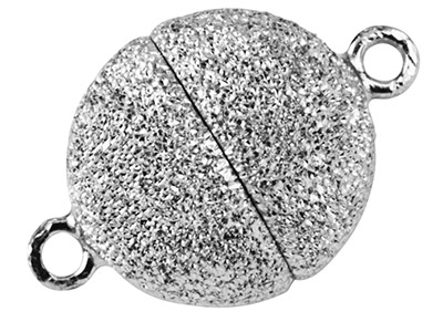 Magnetischer Verschluss, Sterlingsilber, 9mm, Gelaserte Kugel, Diamantschliffmuster