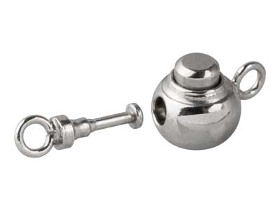 7 MM Runder Verschluss Mit Druckknopf, 925er Silber - Standard Bild - 3
