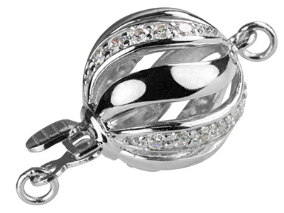Kugelschließe 12 Mm, 925er Silber Mit Zirkonen - Standard Bild - 2
