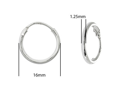 Creolen 16 Mm, 925er Silber, Pro Paar - Standard Bild - 2