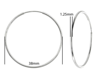 Kreolen 38 Mm, 925er Silber, Pro Paar - Standard Bild - 2