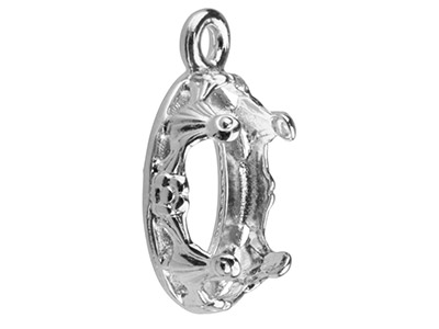 Filigraner Anhänger Für Ovalen Cabochon 8 X 10 Mm, 925er Silber - Standard Bild - 3