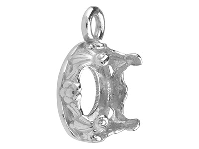 Filigrananhänger Für Cabochon Rund 8 Mm, Silber 925 - Standard Bild - 3