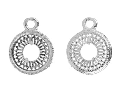 Filigraner Anhänger Für Cabochon Rund 10 Mm, Silber 925 - Standard Bild - 2