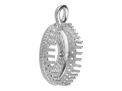 Filigraner Anhänger Für Cabochon Rund 10 Mm, Silber 925 - Standard Bild - 3