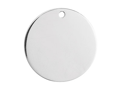 Runde Scheibe, Sterlingsilber, 25 mm, Ein Bohrloch, 100 % Recyceltes Silber - Standard Bild - 1