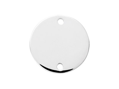 Runder Rohling Mit Zwei Löchern 20 Mm, Silber 925 Abgeschreckt, Beutelmit 3 Stück