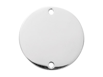 Runder Rohling Mit Zwei Löchern 25 Mm, 925er Silber, Abgeschreckt