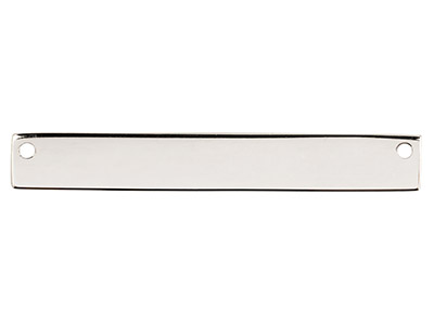 Steg, Rechteckig, Mit 2 vorgebohrten Löchern, 40 x 6 mm, Sterlingsilber - Standard Bild - 1
