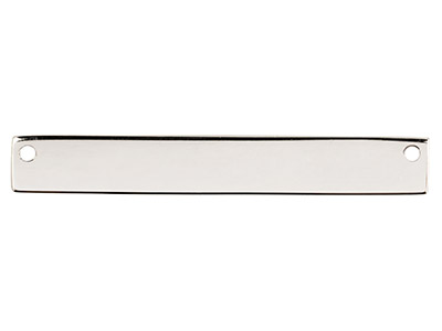 Rechteckiger Barren Mit Zwei Löchern, 40 X 6 Mm, Silber 925