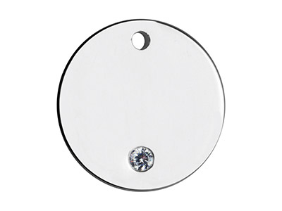 Anhänger Rohling Scheibe 15 MM Mit Zirkonia, Silber 925 Zirkoniasteine
