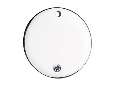 Rohling Scheibenanhänger 20 MM Mit Zirkonia, Silber 925 Zirkoniasteine