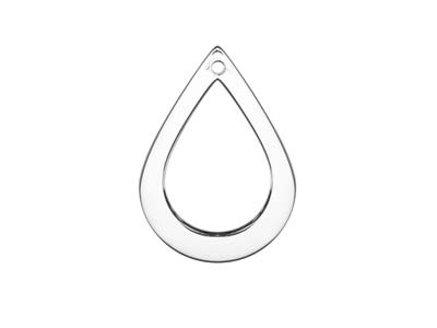 Anhängerrohling Tropfen Durchbohrt 27x 20 Mm, 925 Silber