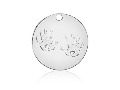 Anhängerrohling Handabdruck-motiv 16 Mm, Silber 925