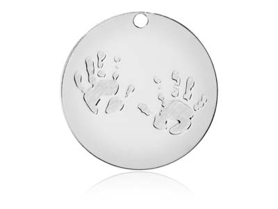 Blank Handabdruck-motiv-anhänger 20mm, 925 Silber