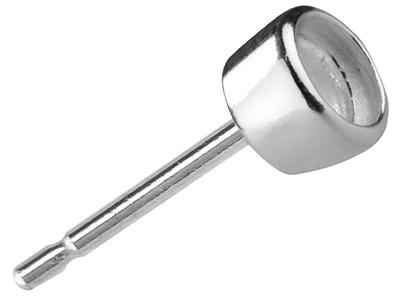 Chaton-stange Mit Geschlossenem Fassung 6 Mm, Silber 925, Beutel Mit 5paaren - Standard Bild - 1
